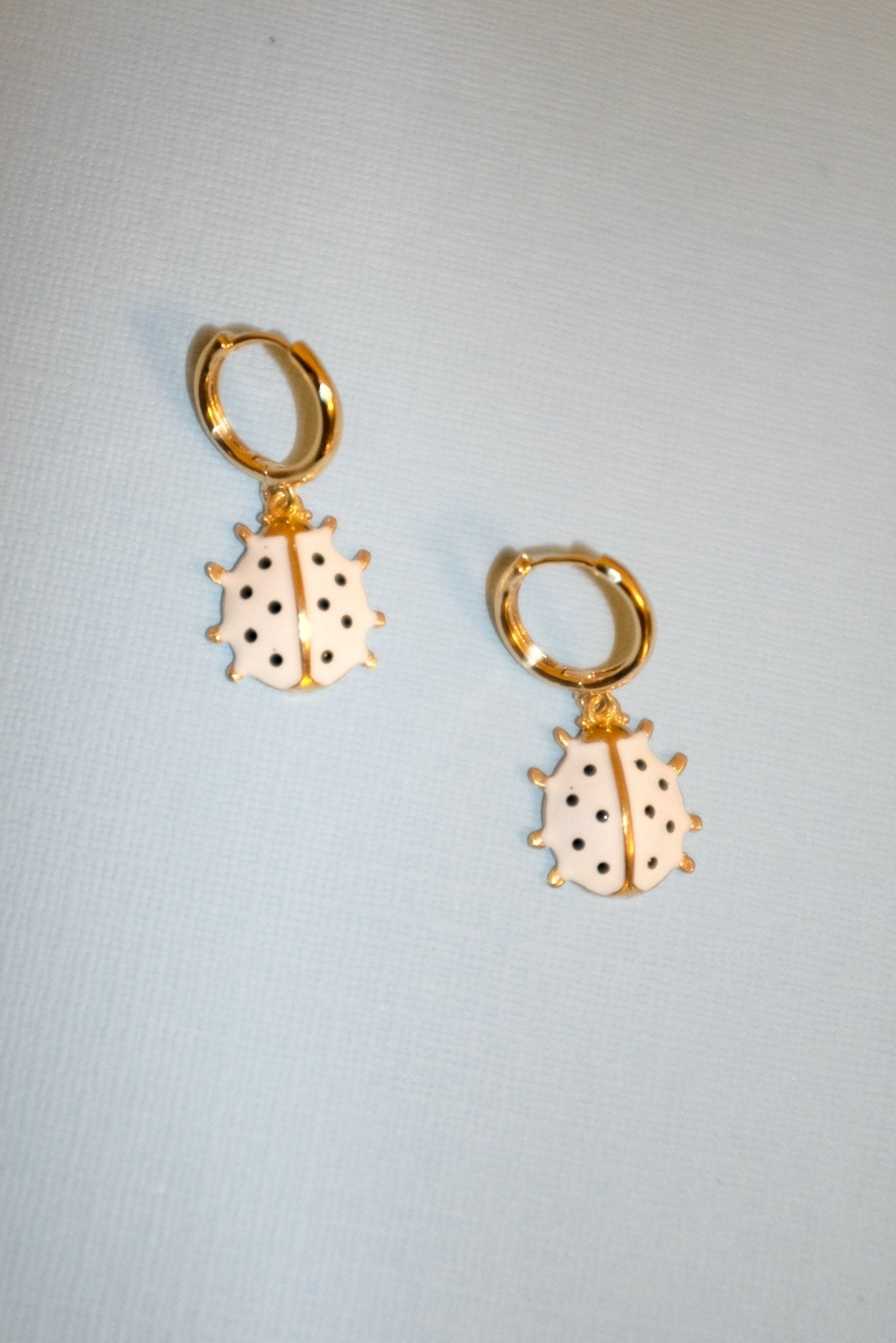 Ladybird Charm Mini Hoops - blóma!Whiteblóma!EarringsWhite