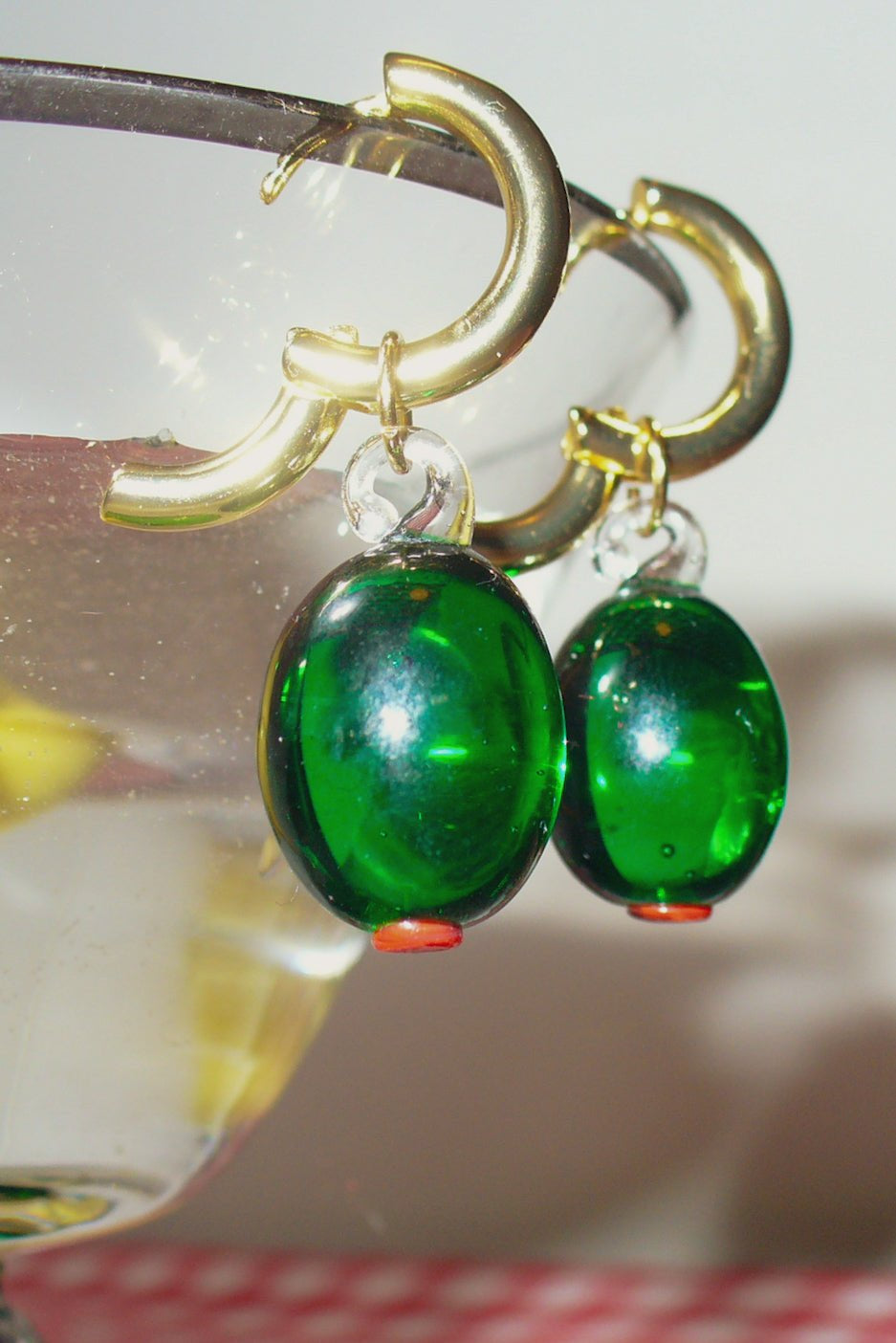 Olive Charm Hoop Earrings - blóma!Goldblóma!NecklaceGold