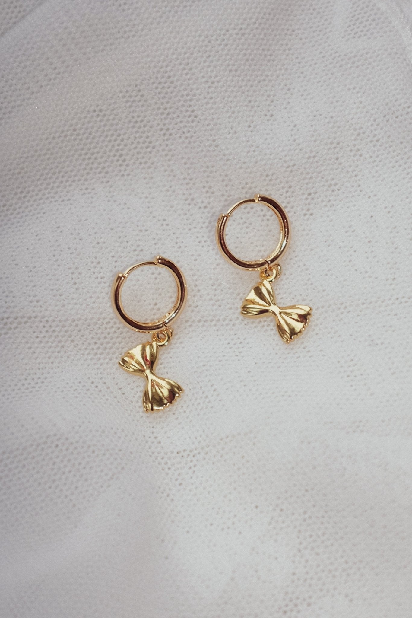 Pasta Bow Charm Mini Hoops - blóma!blóma!Earrings