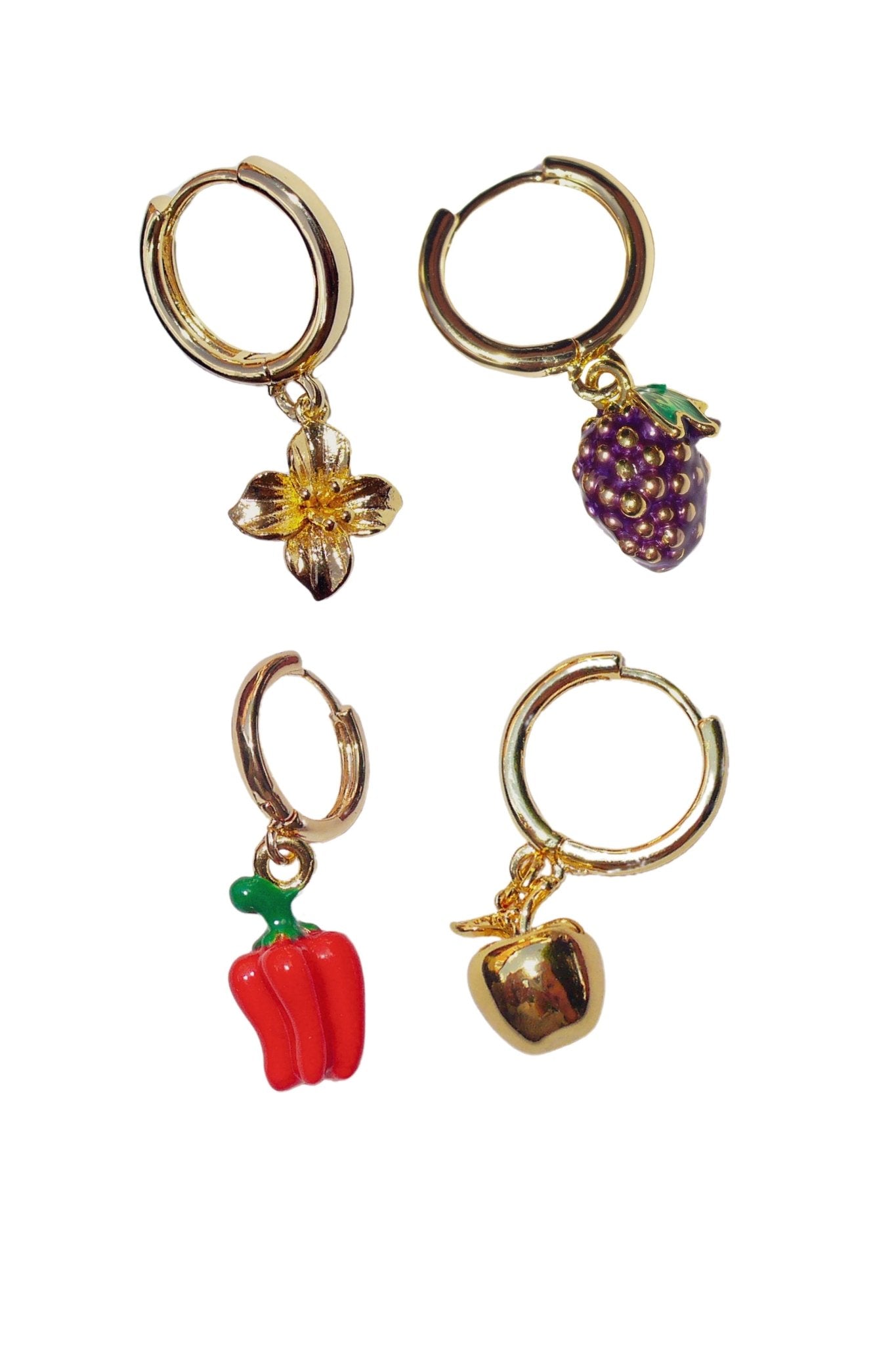 Pick n Mix Charm Hoop Earrings (single) - blóma!Apple (gold)blóma!EarringsApple (gold)