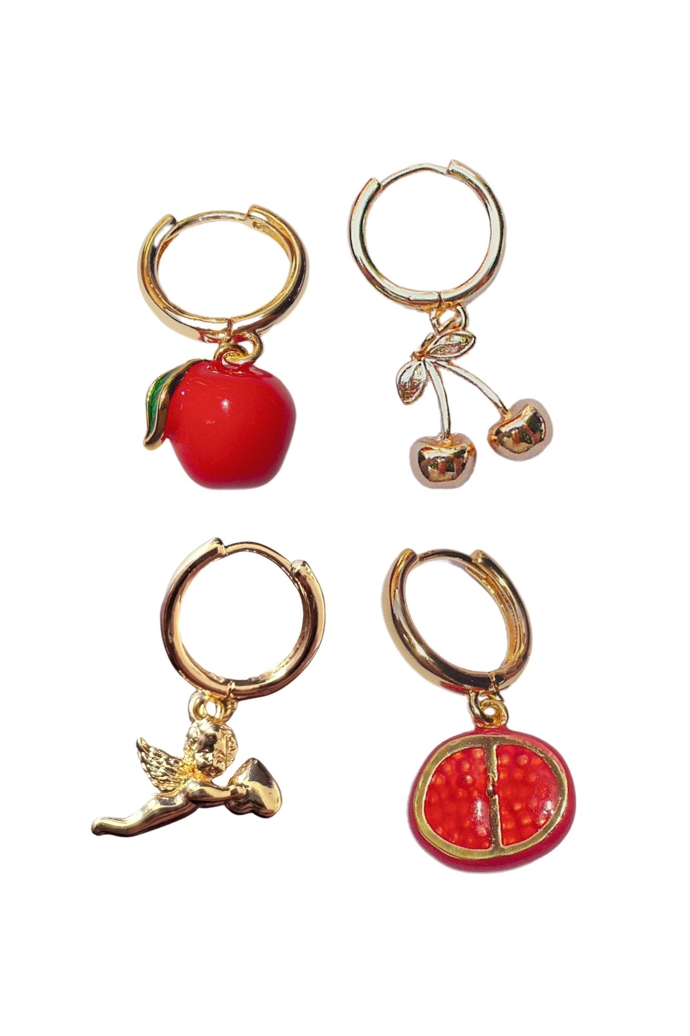 Pick n Mix Charm Hoop Earrings (single) - blóma!Apple (red enamel)blóma!EarringsApple (red enamel)