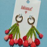 Tulip Bouquet Mini Hoop Earrings - blóma!GoldPink and RedblomashopEarringsGoldPink and Red