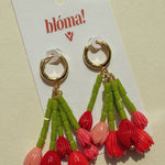 Tulip Bouquet Mini Hoop Earrings - blóma!GoldPink and RedblomashopEarringsGoldPink and Red